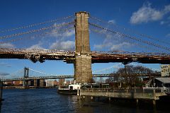 33 New York Brooklyn Bridge And Wharf With Manhattan Bridge Before Sunset From Brooklyn Heights